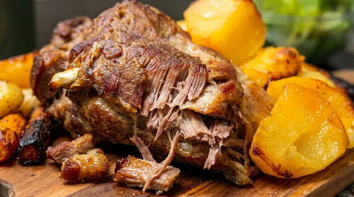 Sočni Svinjski Vrat sa Krompirom iz Rerne – Savršen Ručak koji se Topi u Ustima! 🥔