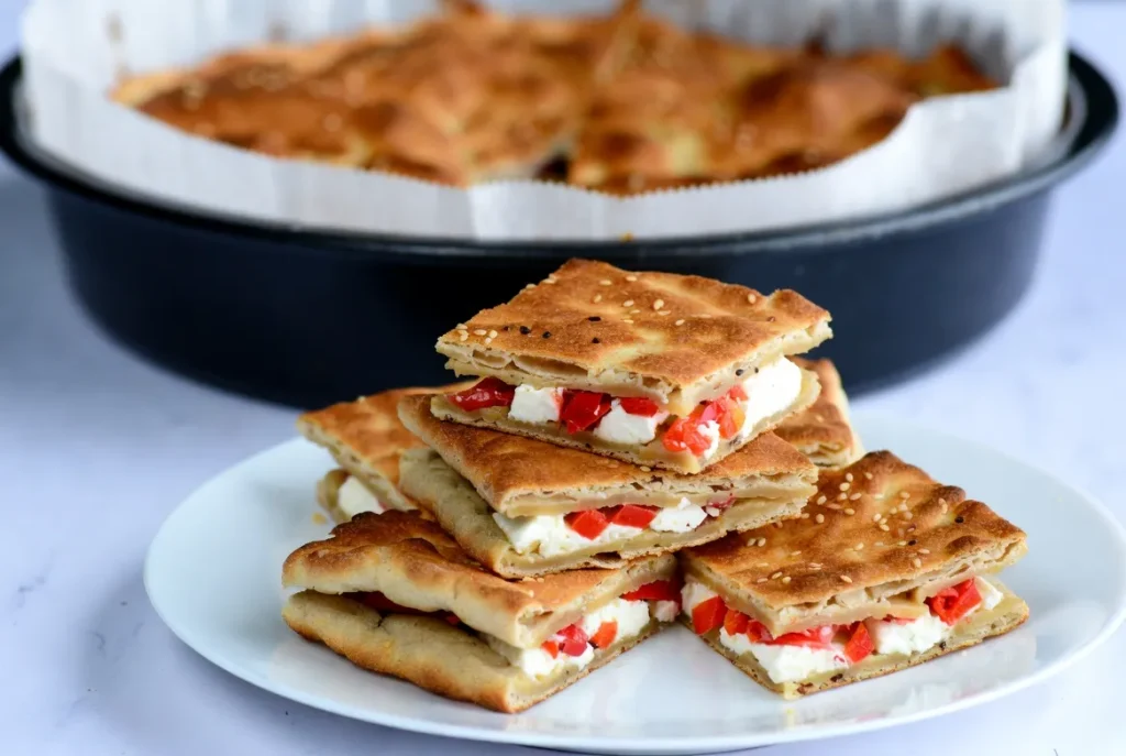 Carska Pita – Zlatno Hrskava Pita sa Feta Sirom, Krastavčićima i Paprikom koja Oduzima Dah