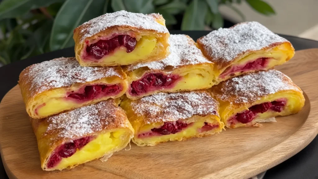 Domaća štrudla pita sa višnjama i kremastim vanil pudingom 🍒