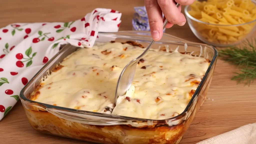 Zapečene makarone sa suvom pečenicom i topljenim sirom (bez kuvanja testenine)