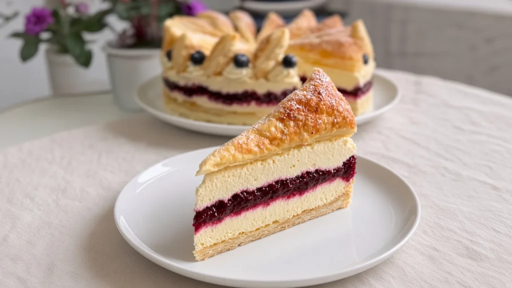 Vanilija torta sa lisnatim testom i želeom od šumskog voća